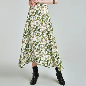 

HAVVA 2020 Spring and Summer New Skirt with Irregular Hem Tropical Floral Print Q5210