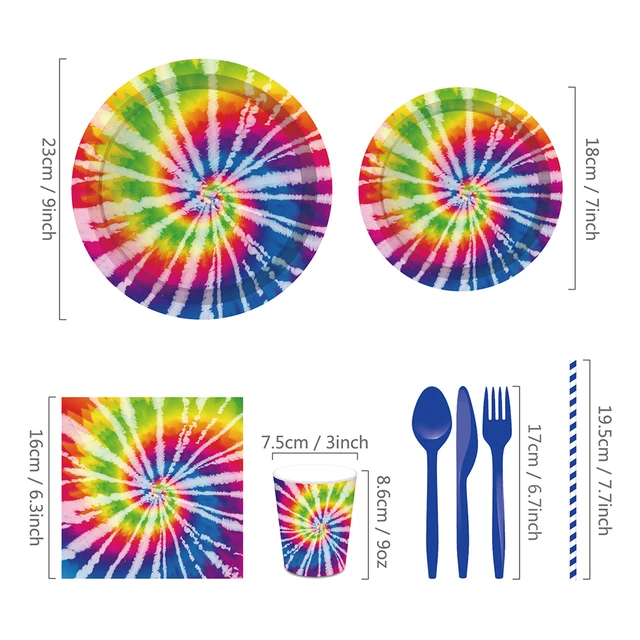 Tie Dye Birthday Party Supplies 60's Hippie Theme Rainbow Birthday  Disposable Tableware Set Paper Plate Cups Napkins Kids Favor - AliExpress