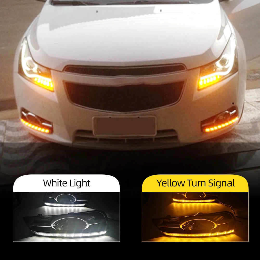 Дневные ходовые огни CSCSNL для Chevrolet cruze 2009 2010 2011 2012 2013 2014 дневные с желтым сигналом 2