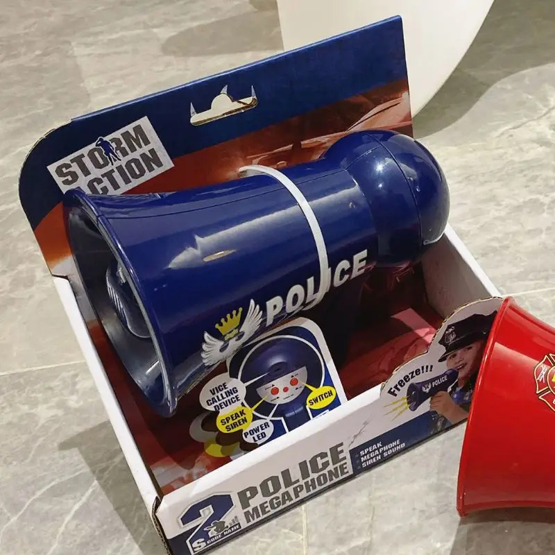 Megaphone for Kids Pretend Props for Kids Children Voice Changer Officer ToysFireman Hat Costume 3