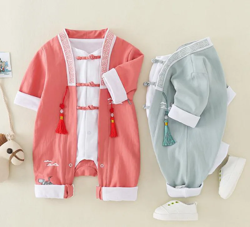 

Chinese Style Newborn Boy girl Baby Jumpsuit Crawl Cotton 3-12m