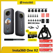 Insta360 One X2 Action Video Camera 5.7K Waterproof To 10M FlowState Stabilization Steady Cam With Snow/Motorcycle/Bike Bundle