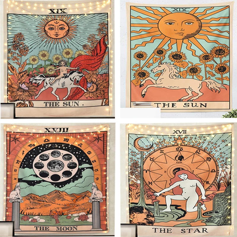 Tarot гобелены с флагом настенная подвеска Солнце Луна и звезда богемное