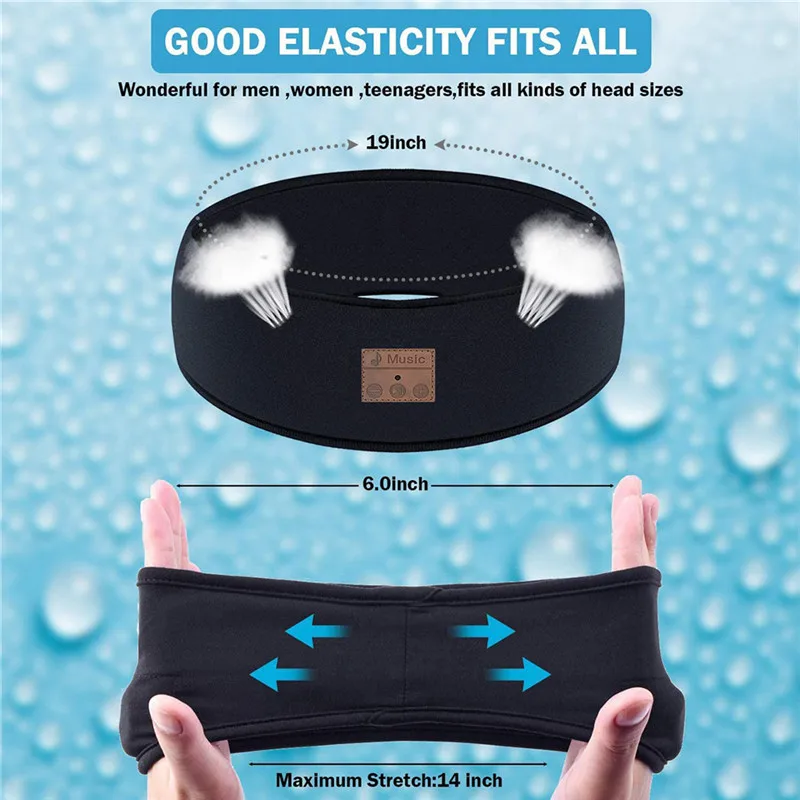 Women Wireless Music Eye Mask Bluetooth-compatible Sleeping Earphone Man Smart Sport Headband Headset with Mic Yoga Hair Bands 5