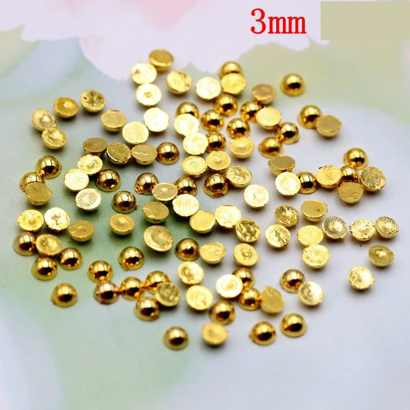 3/4/5/6/8/10mm Golden Half Round Flatback Resin ABS Pearl Beads Garment Scrapbook Beads DIY Jewelry Making Nail Art Phone Decor