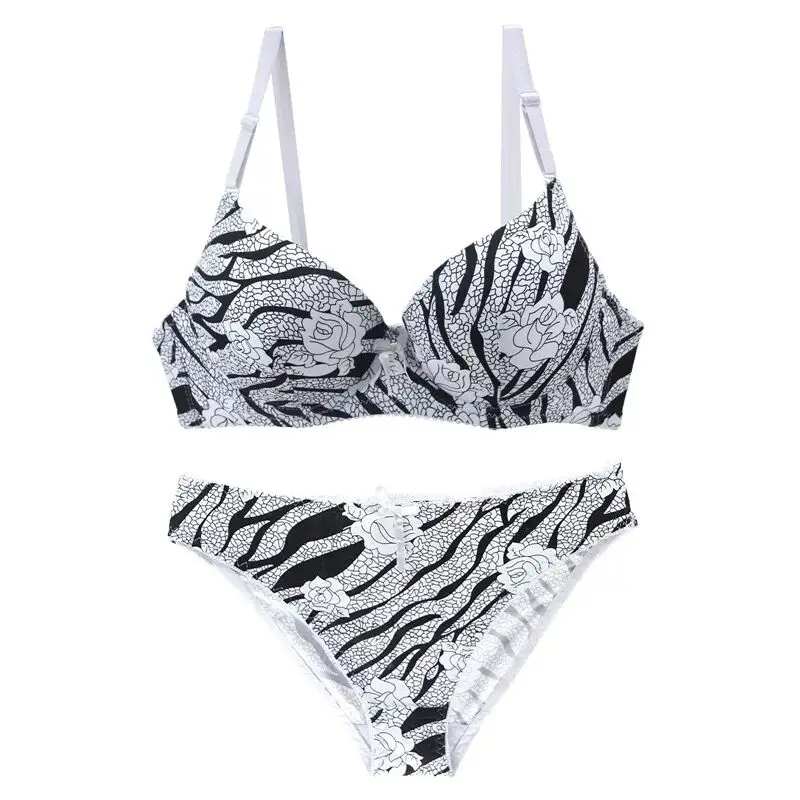 Anlito High Quality Lace Bra Set Sexy Lingerie With Steel Ring Plus Big Size 80-85BC Stripe Brassiere(5 Color