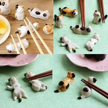 

Creative Rest Spoon Fork Knife Holder Rack Ceramic Chopstick Set Of 6 Cat Shape Holders Lightsaber Chopsticks