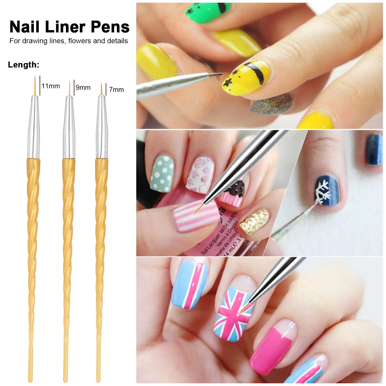 10pcs Nail Art Brush Kit Nail Art Tips UV Gel Nail Builder Brush Painting Drawing Pen Brush for Nail Art Design Manicure Tools