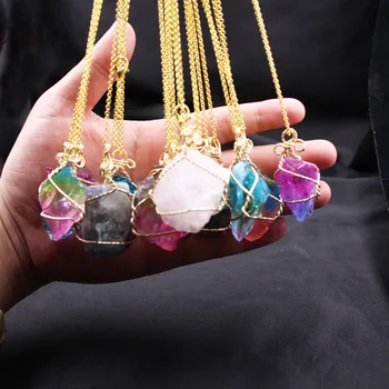 

2020 New Fashion Necklace Pure Natural Crystal Necklace Chakra Reiki Rregular Stone Colorful Crystal Necklace Stone Necklace