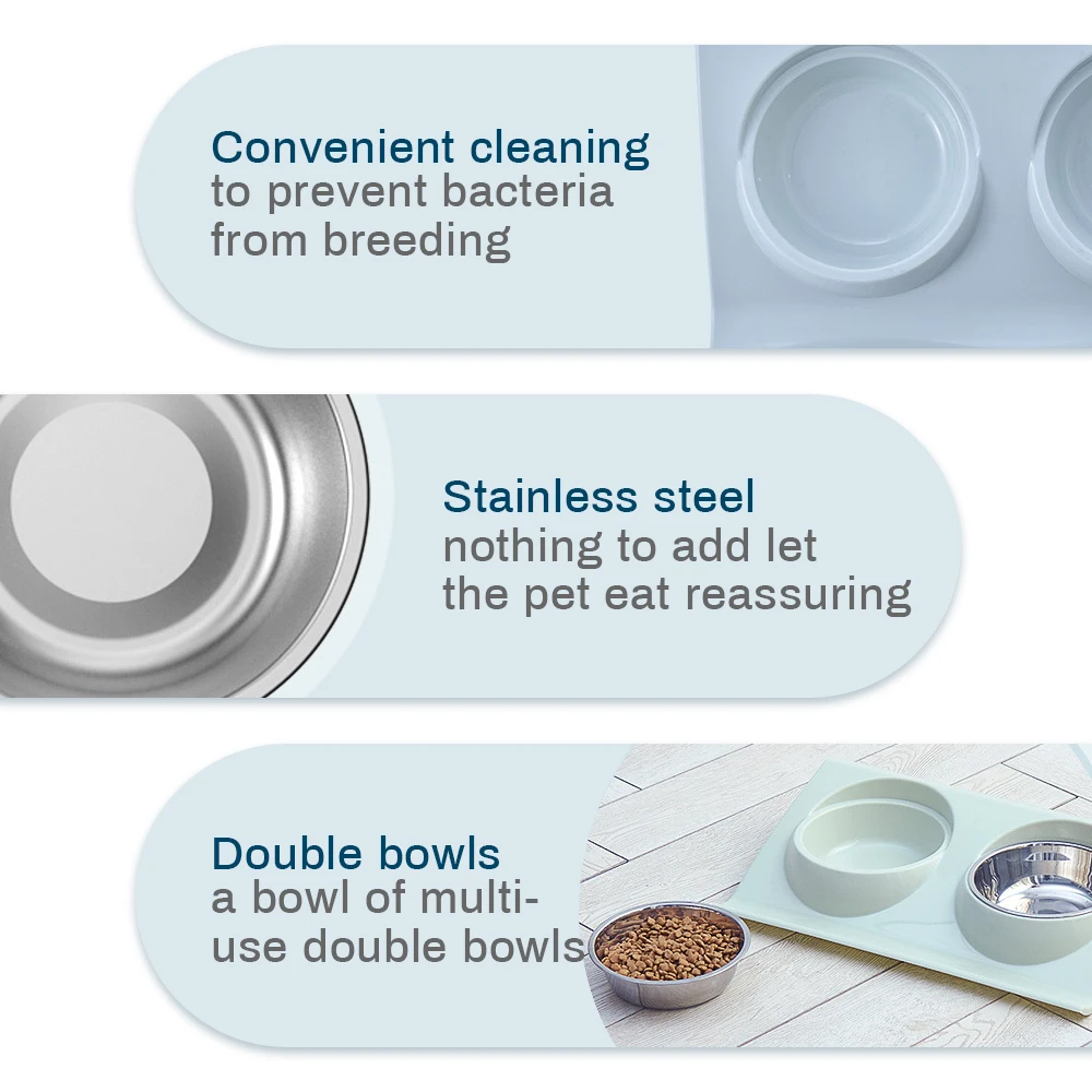 Двойные миски для кошек из нержавеющей стали, защита от брызг, кормушка для домашних животных, кормушка для собак, щенков, кошек, домашних животных, миски для кормления, миска для домашних животных
