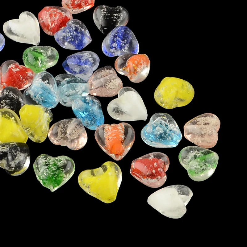 

100pcs Handmade Luminous Lampwork Beads Heart For DIY Jewelry Accessories Finding Making accessories,15~16x15~16x9~10mm F60