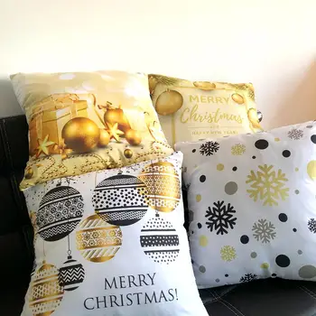 Gold Black Snowflakes Christmas Pillowcase