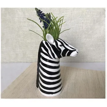 

Nordic Zebra Trojan Horse Head Vase Creative Ceramics Flower Insert Art Vase Home Decorative Animal Head Shape Vase R2412