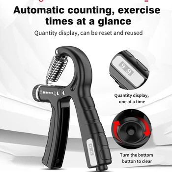 

5-60kg Forearm Exerciser Home Gym Automatic Counting R-shape Finger Trainer Carpal Expander Adjustable Hand Grip Strengthener