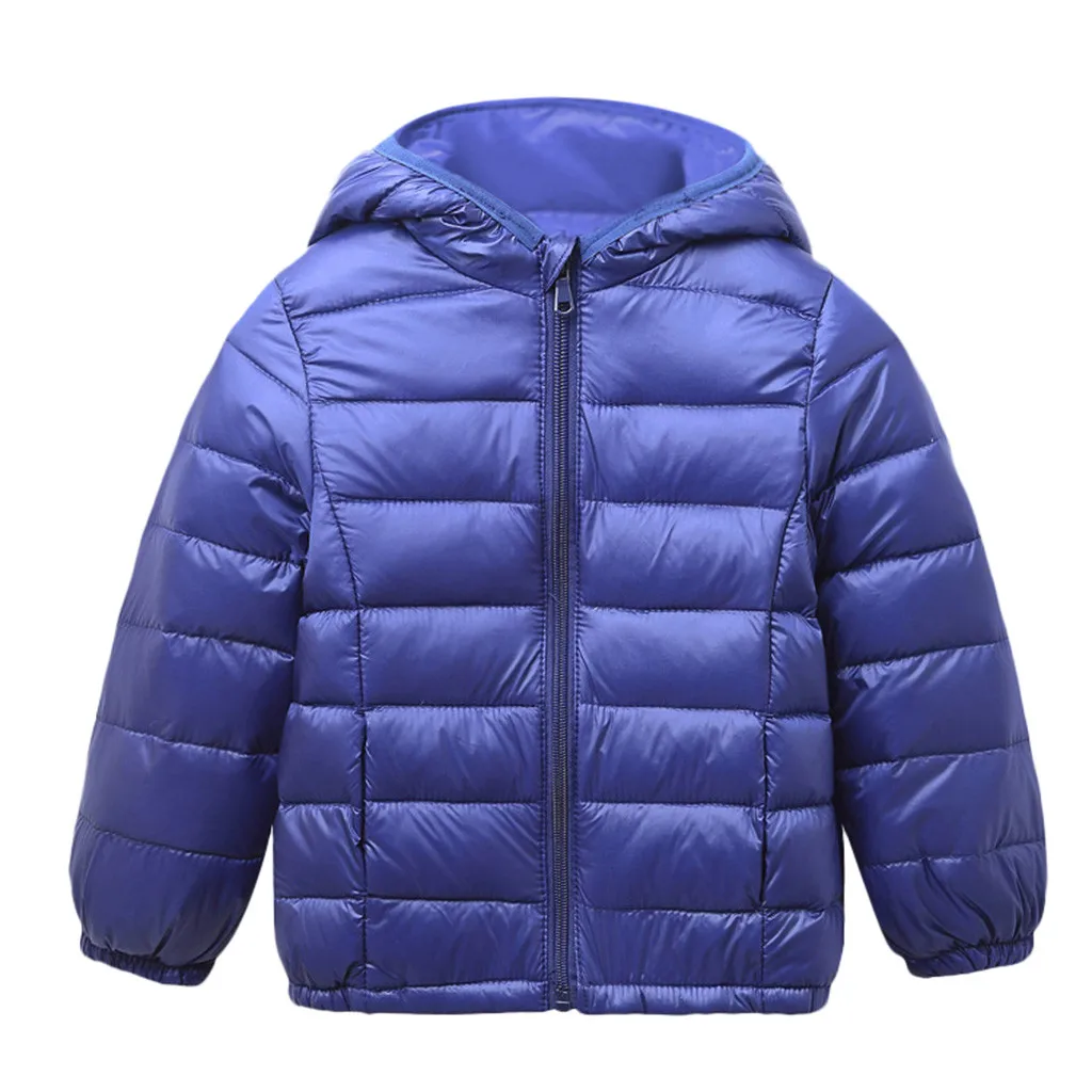 Детское пальто коллекция года, осенне-зимняя куртка для мальчиков и девочек, детская одежда верхняя одежда с капюшоном Одежда для мальчиков-подростков пальто на 3, 4, 5, 6, 7, 8 лет - Цвет: Тёмно-синий