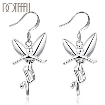 

DOTEFFIL 925 Sterling Silver Angel Hanging Pose Earrings Charm Women Jewelry Fashion Wedding Engagement Party Gift