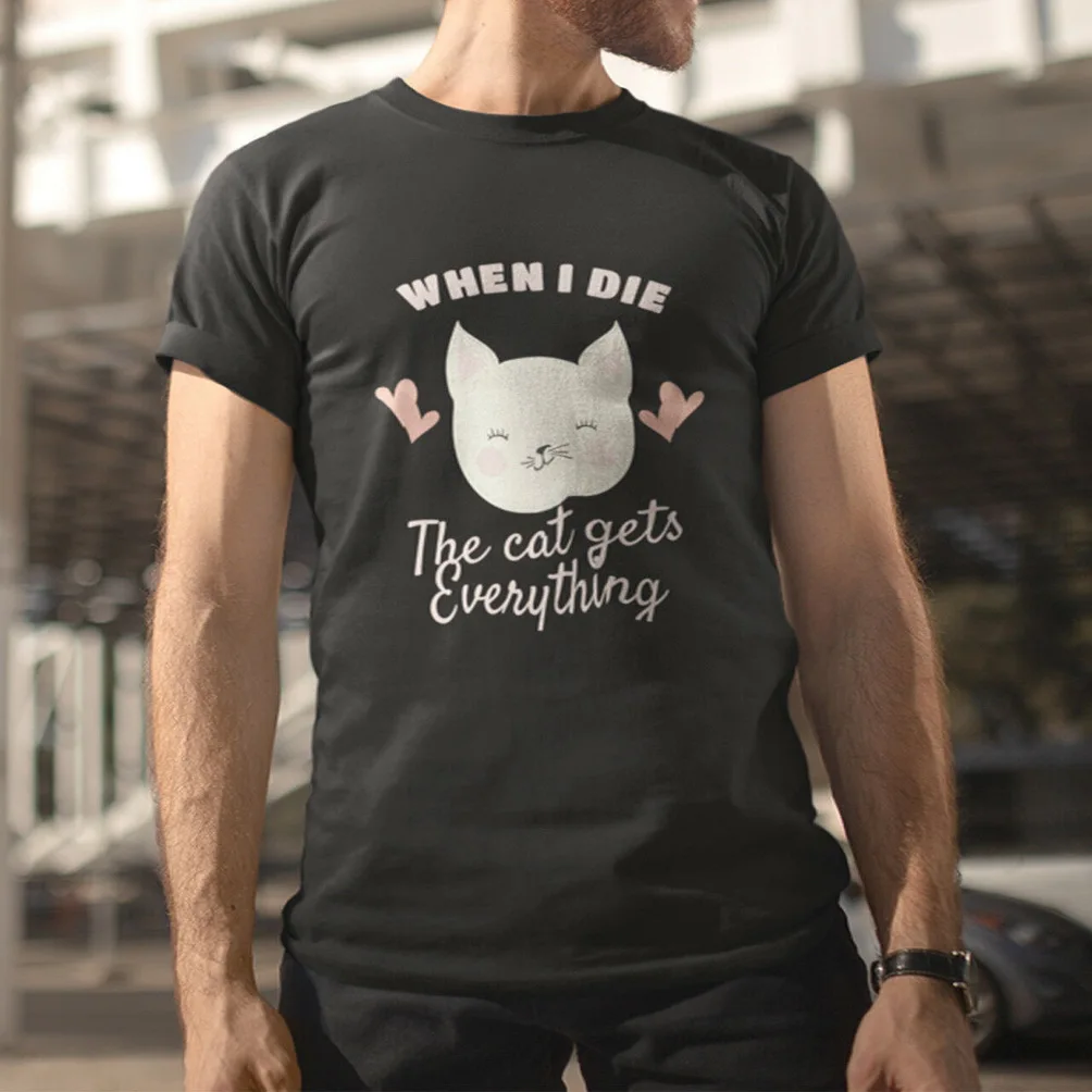 The Cat Gets Everything Men'S Black T-Shirt Size S M L Xl 2Xl 3Xl Retro Tee Shirt |