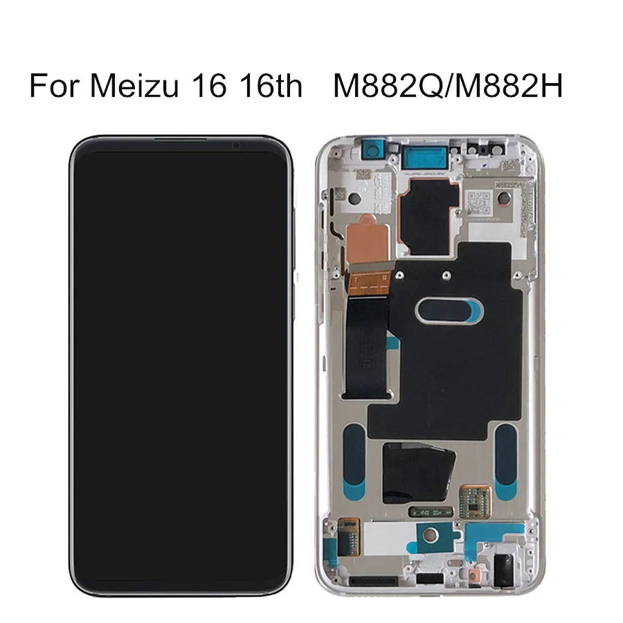 US $143.98 60  For Meizu 16 16th M882Q Super AMOLED LCD Screen DisplayTouch Panel Digitizer For Meizu 16 M882H LCD with Frame