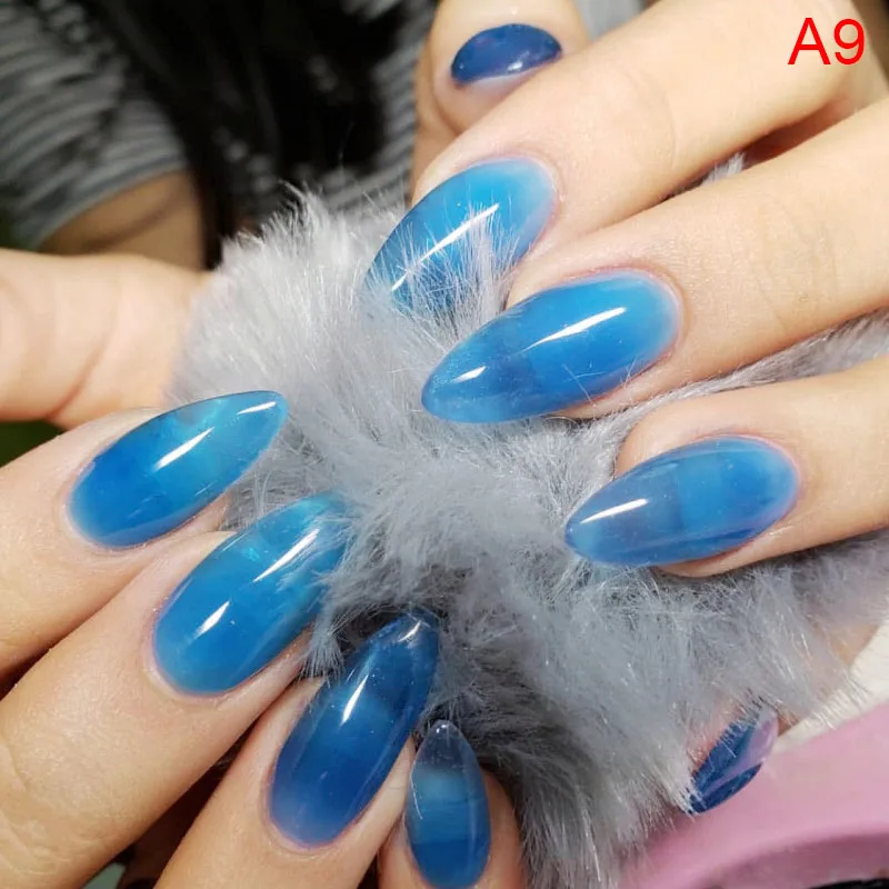 24Pcs Wine Red Pointed Head Full Cover Nail Tips Charming Fake False Nails Tips Long Style Nude Artificial Flase Nails with Glue