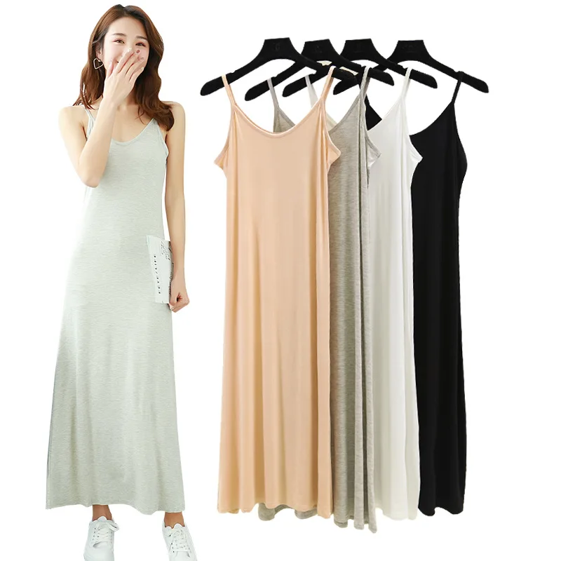 

Spring And Summer New Style Bit Modal V-neck Strapped Dress Women's Sexy Slim Fit Base Skirt Sleeveless Dress