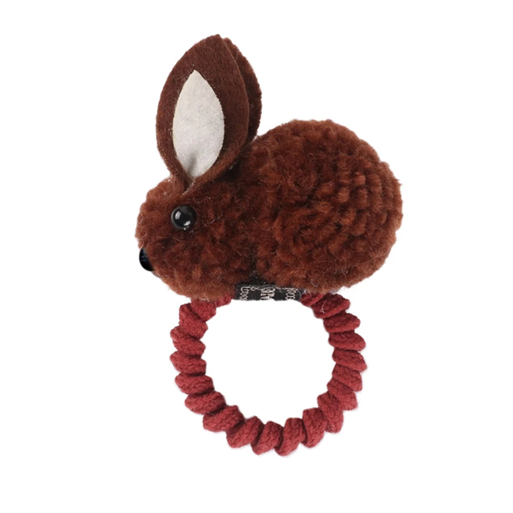 Коричневый Лидер продаж, 1 шт., резинка для волос, конский хвост, держатель, эластичный плюшевый кролик, для детей, девочек, CUN 668 - Цвет: Коричневый