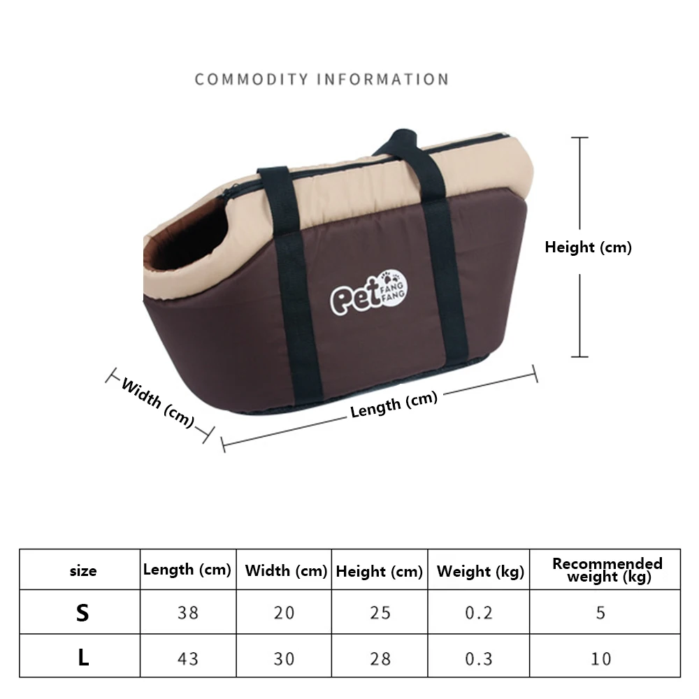 Portable Travel Shoulder Dog Carrier Bag Size Chart