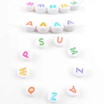 

100pcs 4x7mm Multicolor Mix Letter Beads Flat Round Alphabet Acrylic Beads DIY Jewelry Making For Bracelet Necklace Accessories