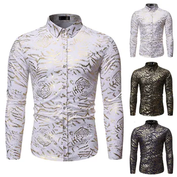 

2019 Man Long Sleeve Casual Shirts Autumn Sales Men's New Style Fashion stamped Long Sleeve Shirt Printed Long-Sleeved shirt