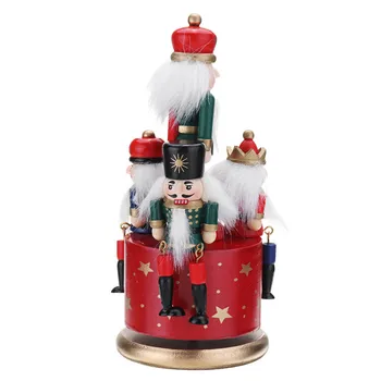 

Vintage Wooden Music Box Birthday Gift Gifts For Kids Guard Nutcracker 4 Soldier Toy Musical Box Christmas Decorations For Home