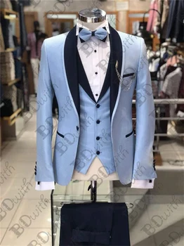 

Plaid One Button Men Suits Shawl Lapel 3 Pcs Suits for Men Prom Tuxedo Slim Fit Groom Wedding Suits For Men Custom Blazer