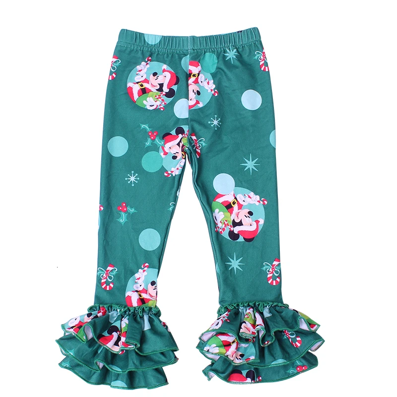 От 1 до 10 лет рождественские штаны с рюшами для маленьких девочек молочный шелк, леггинсы с рюшами для девочек леггинсы с рисунком Санта Клауса зимняя одежда для малышей - Color: WBYYSDCK16