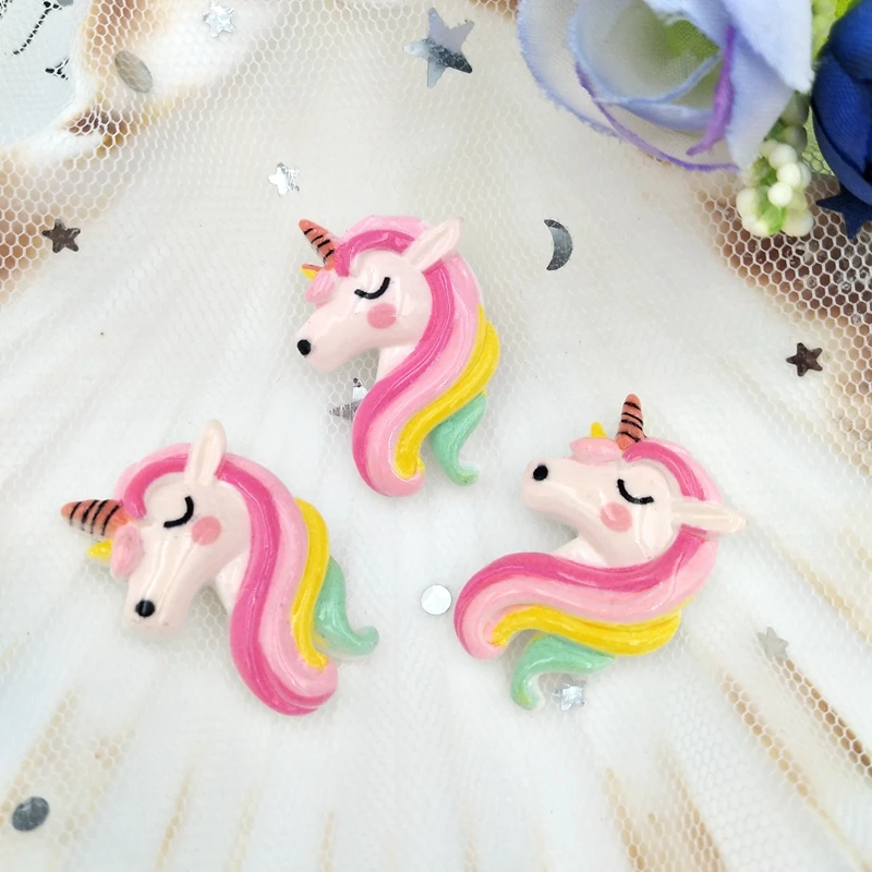 10pcs/lot flatback resin unicorn cabochons kawaii planar Decoration Charm Craft DIY Hair Ornament Accessories
