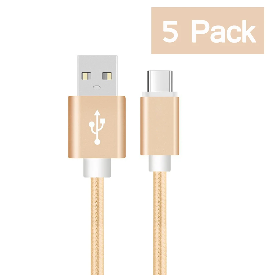 Gold 5 шт. Тип usb C кабель для samsung S9 Xiaomi mi 8 A2 Lite макс 3 mi x 2 2 S Android телефон 1 м 2 м 3 м быстрой зарядки синхронизации данных Зарядное устройство - Цвет: Gold