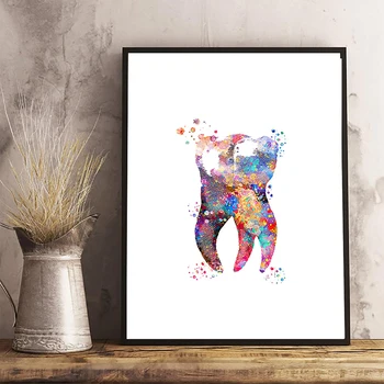 

Tooth Anatomical Print Dental Molar Poster Watercolor Canvas Painting Teeth Art Posters Dentist Wall Picture Doctor Office Decor