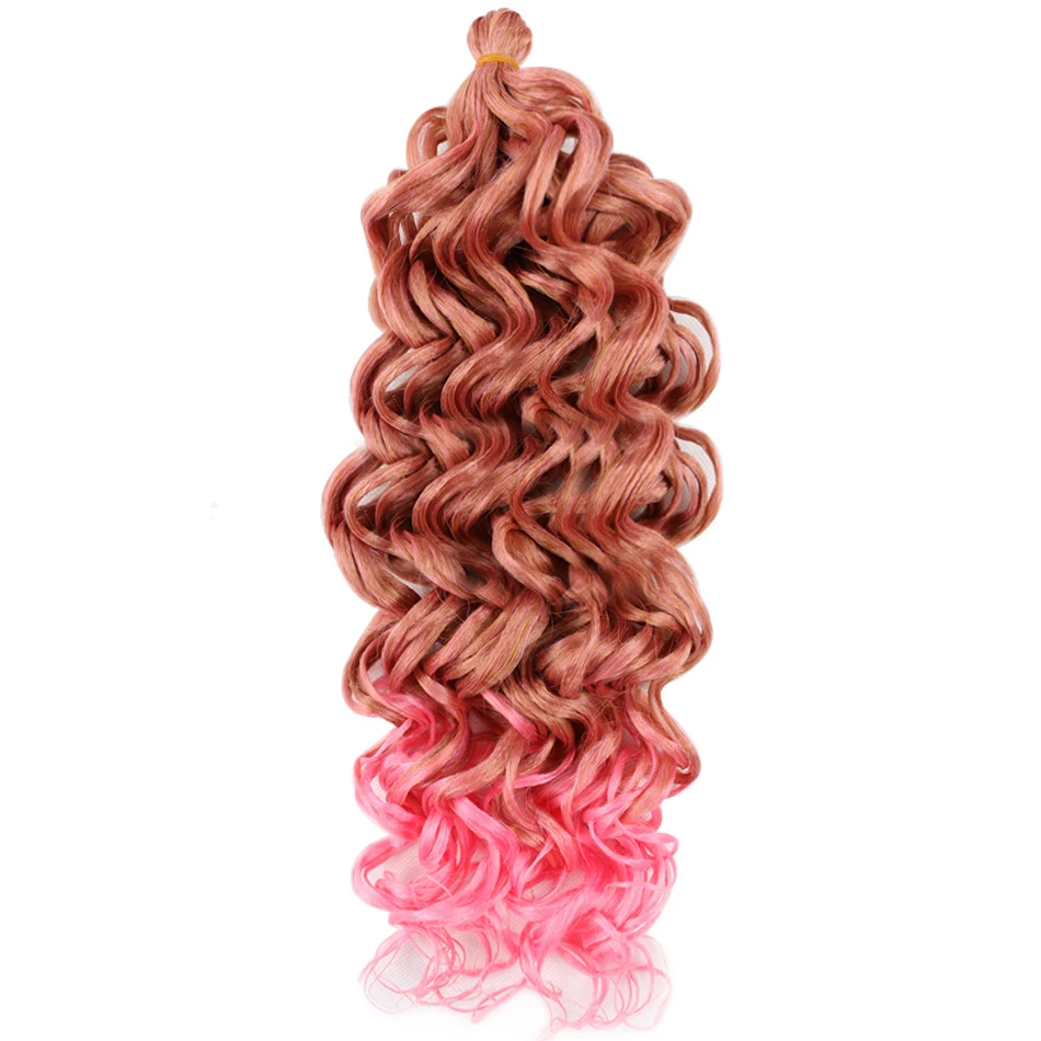 Ocean Wave Braiding Hair Extensions Crochet Braids Synthetic Hair Hawaii Afro Curl Ombre Curly Blonde Water Wave Braid For Women