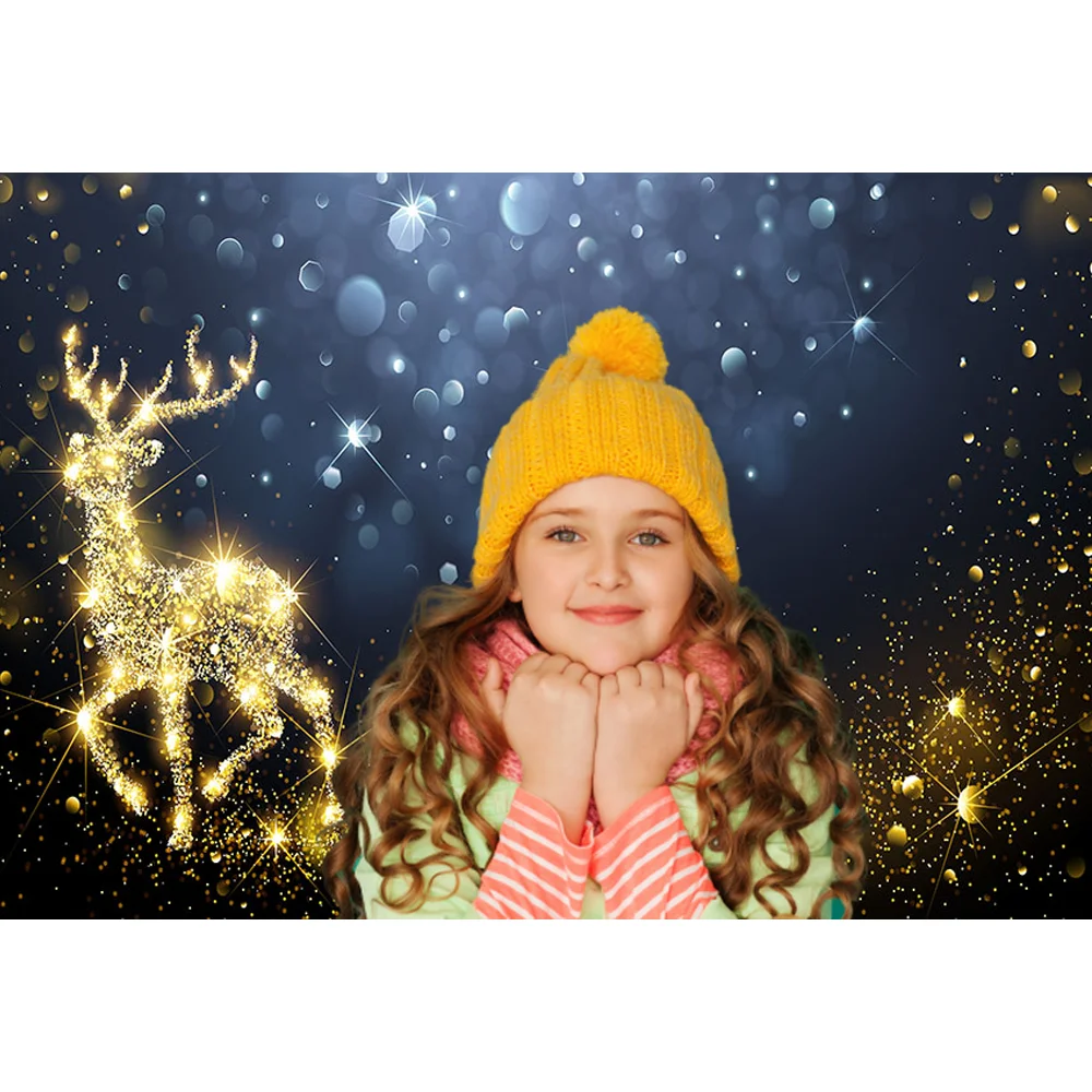 

NeoBack Christmas Golden Elk Photography Backdrops For Photo Studio Gray Bokeh Children Backgrounds for Photo Studio