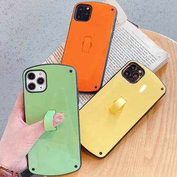 

Solid Candy Color Stand Holder Phone Case for Apple iPhone 11 Pro XS Max XR X 6 6S 7 8 Plus Hide Loop Ring Holder Stand Cover