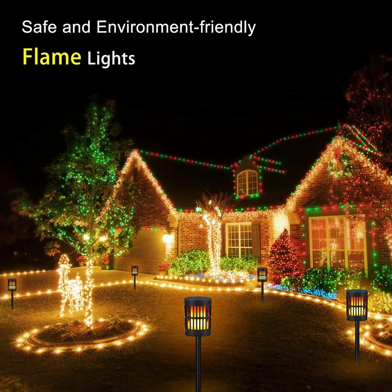 1 Pcs Waterproof Flickering Flames Solar Lights Solar Torch Lights Outdoor Hanging Lanterns Solar USB Charging Solar Lanterns