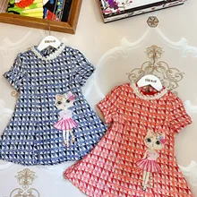 6390 с принтом с изображением котенка; платье принцессы одежда для малышей наряд для девочки на Рождество платье осень-зима вечерние Детские платья для девочек на День Благодарения, одежда для малышей