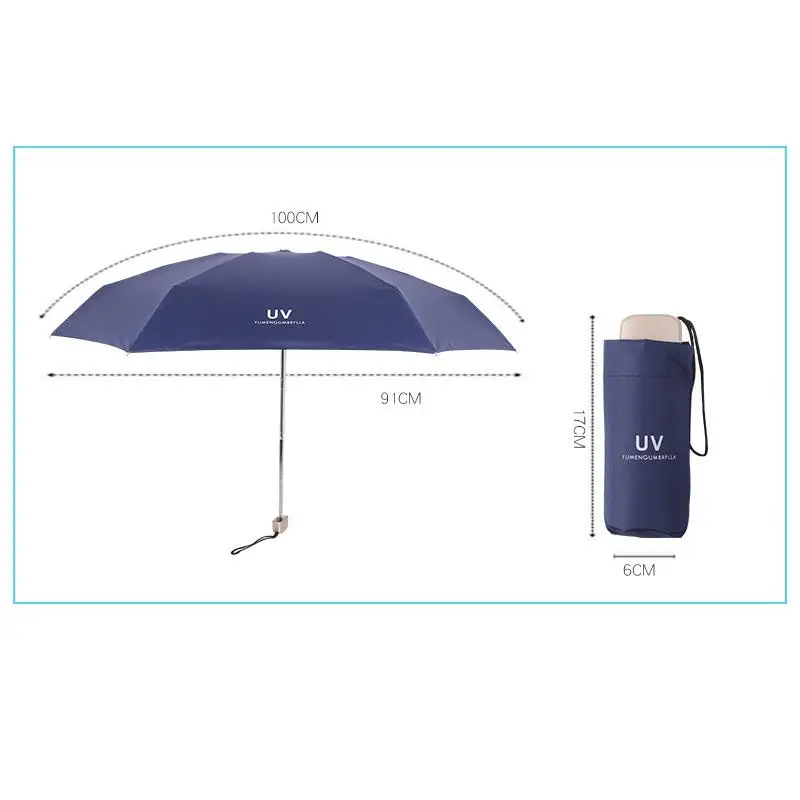 Карманный мини-зонтик Pongee Sunny Umbrella для женщин, Ультрафиолетовый зонтик для маленьких девочек, водонепроницаемый портативный зонтик для путешествий