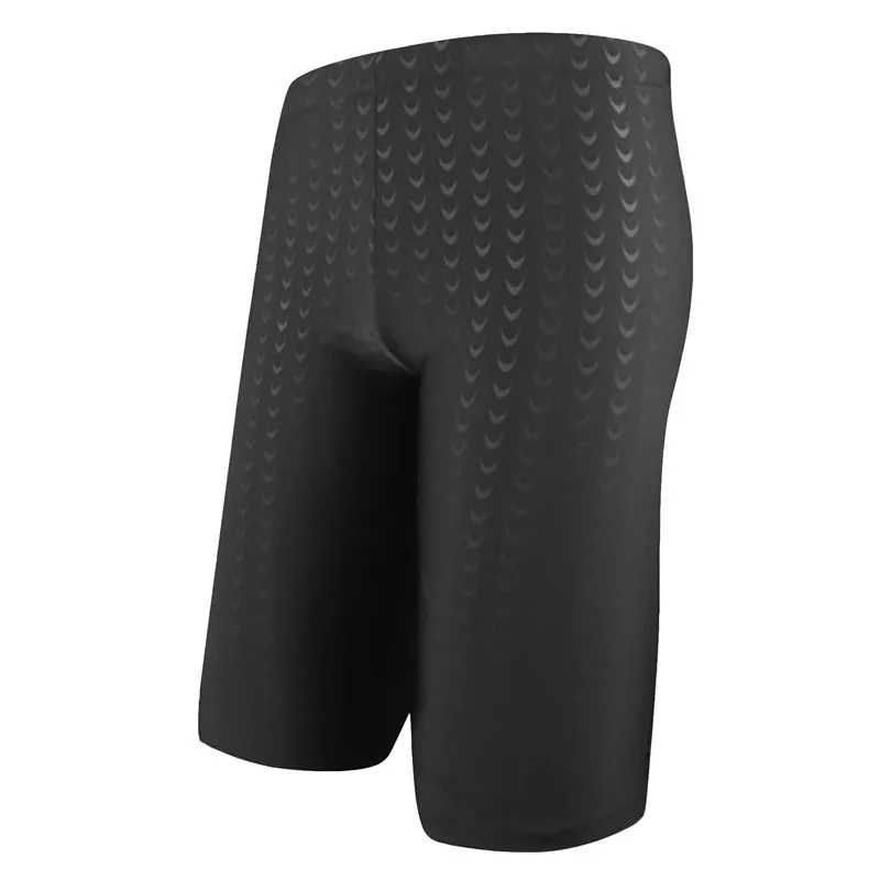 

TOP!-Man Swimwear Powerful Mens Swimming Trunks Shark Skin Large Size Swimming Shorts——Black