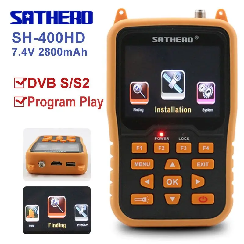 Sathero Orignal SH-400HD DVB-S2 HD Satellite Finder meters MPEG-4  digital satfinder Meter Full 1080P TV satelite signal finder