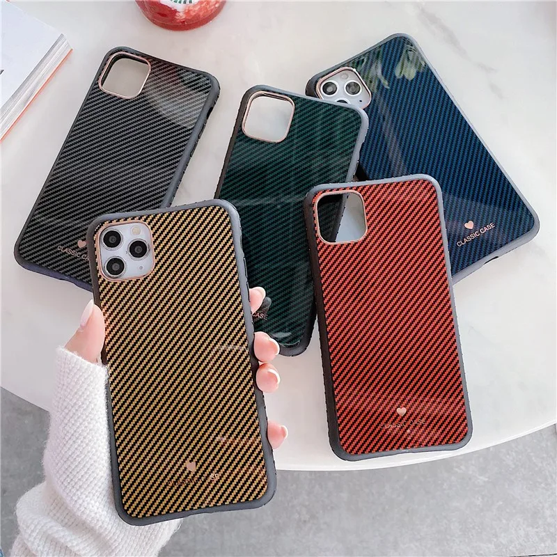 

Simple Carbon fiber Couples Phone C over Case For Iphone X 11 pro Xs Max Xr 10 8 7 6 6s Plus se 4.7 Luxury Soft Coque Fundas