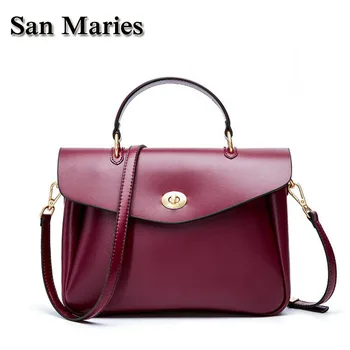 

San Maries Guarantee 100% Genuine Leather Women Messenger Shoulder Bag Female Crossbody Fashion Tote Bags For Ladies