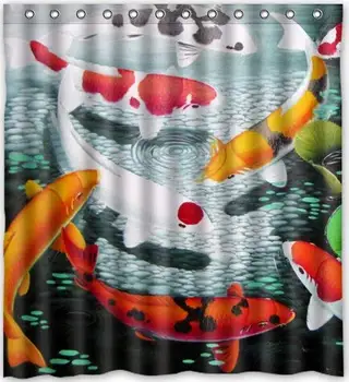 

Japanese Koi Fish Painting Theme 100% Polyester Picture Shower Curtain