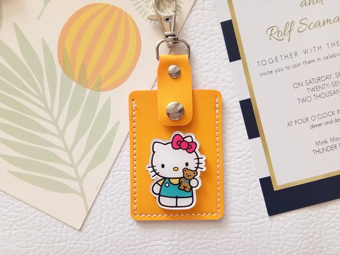 Hello kitty аниме брелок KT Cat мини-карта брелок держатель пряжка дамы сумки на плечо для женщин кожа - Цвет: 6745