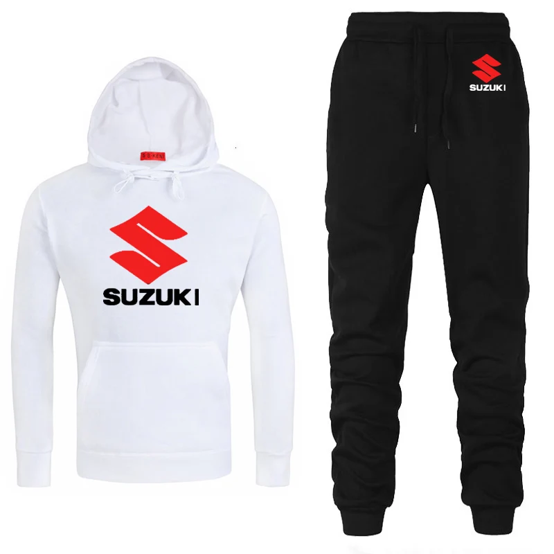 Мужские толстовки с капюшоном с логотипом Suzuki, унисекс, модная мужская толстовка с капюшоном в стиле хип-хоп, harajuku, повседневные флисовые худи, штаны, костюм из 2 предметов - Цвет: 802