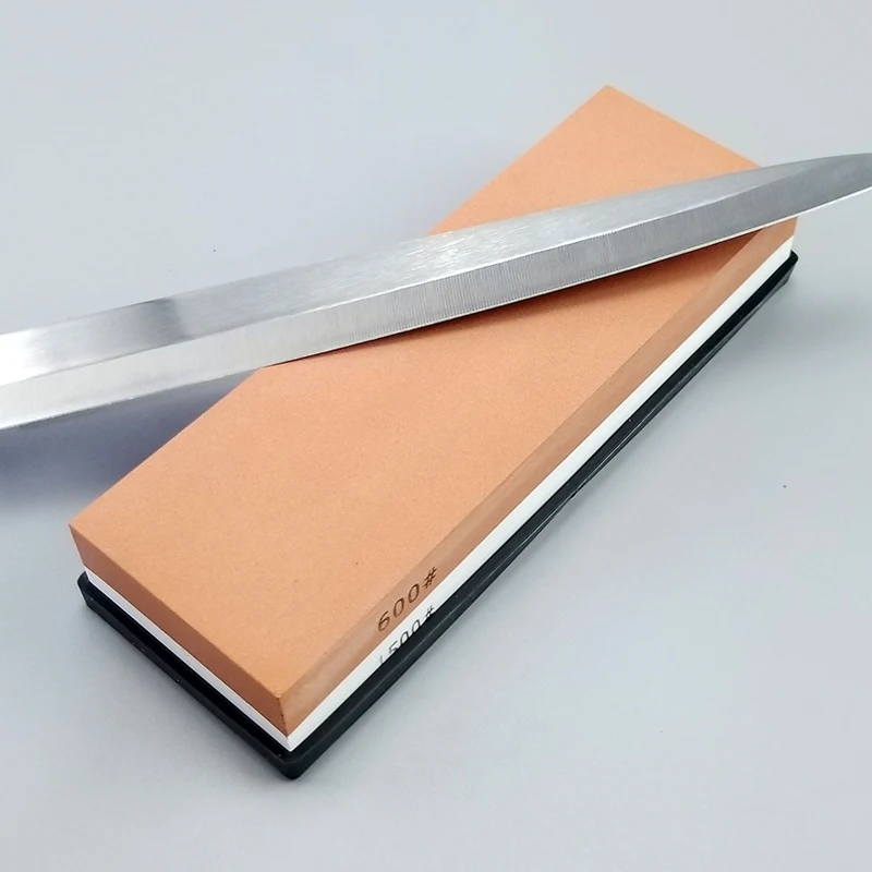 knife stone 600&1500 grit Double-sided oilstone sharpener set with non-slip bamboo base and angle guide and polishing paste