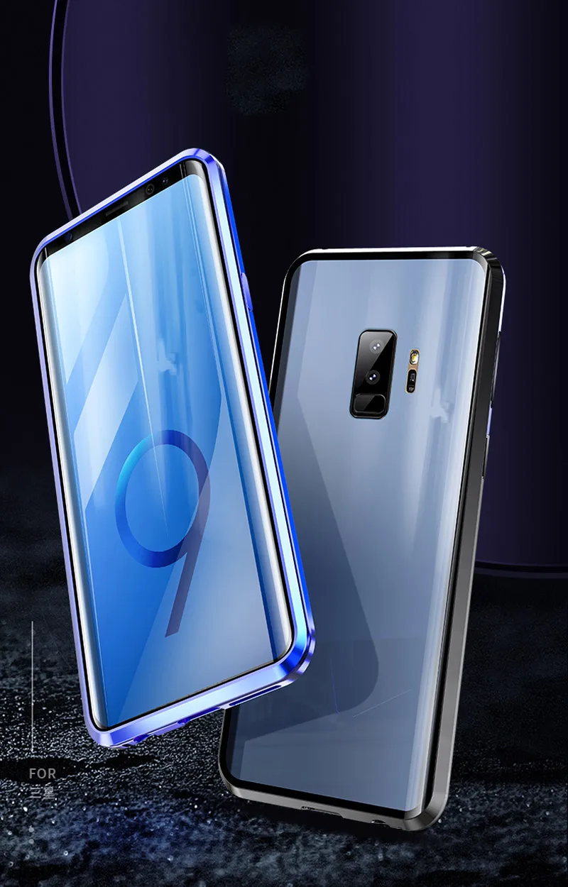 360 Полный Магнитный чехол для samsung Galaxy S9 стеклянный чехол для samsung Galaxy S9+ S9 plus чехол для телефона закаленное стекло с магнитом крышка