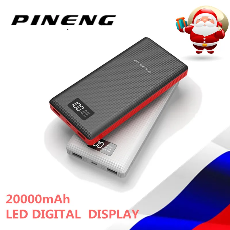 Banco de batería móvil pineng-pn969 20000mAh salida USB Dual pantalla digital LED cargador de bater